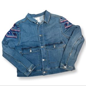 LuLaRoe Crop Denim Jacket with Design